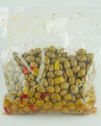 Green olives pitted with peppers